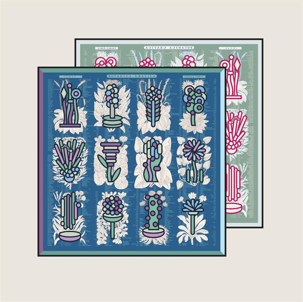 New Silk Scarves Wraps Plant Catalog Printed Twill Silk Scarf Women Shawls Luxury Design Hijab Fashion Square Curled Scarf