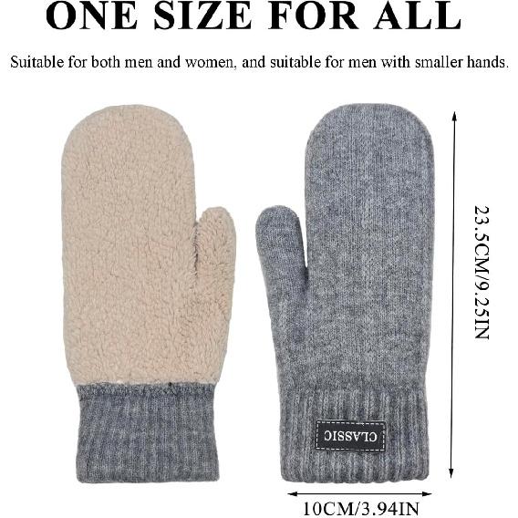 Beurlike Winter Mittens Gloves for Women Warm Fleece Lining Knit Thick Gloves for Cold Weather