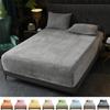 Thick Velvet Fitted Sheet Pillowcase 1/3 Pieces Set High Quality Non Slip Mattress Cover Protector Soft Bed Sheet Pillow Case