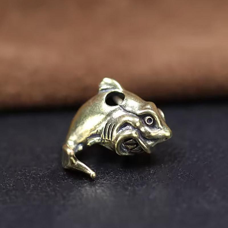 Brass Sea Animal Shark Knife Beads Punk Edc Outdoor Diy Paracord Woven Bracelet Accessories Lanyard Pendants Flashlight Hangings