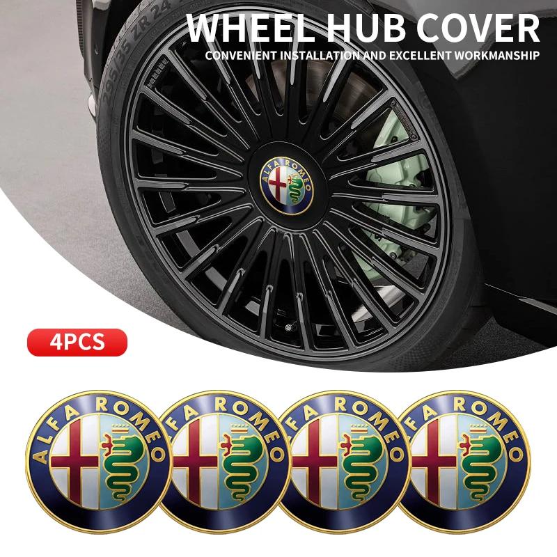 SVBKD1 4pcs 56mm Car Wheel Center Hub Cap Stickers For Alfa Romeo Giulia Giulietta 156 159 147 Mito Stelvio Sportiva GT Accessories