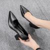 Black leather shoes women's spring new soft-soled professional high heels thick heel long standing work shoes single shoes