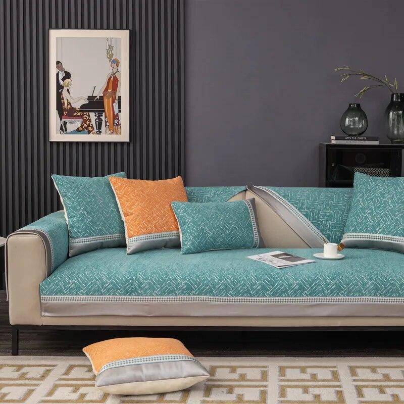 Luxury Sofa Cover Thickened Non-Slip Sofa Cushion Universal Plaid Soft Sofa Backrest Cover Armrest Furniture Dust Cover Cloth