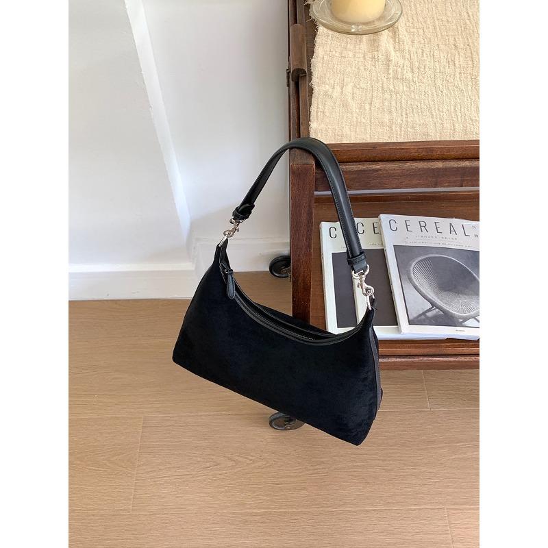 

Underarm bag autumn and winter suede commuter women s bag splicing design portable new women s shoulder bag