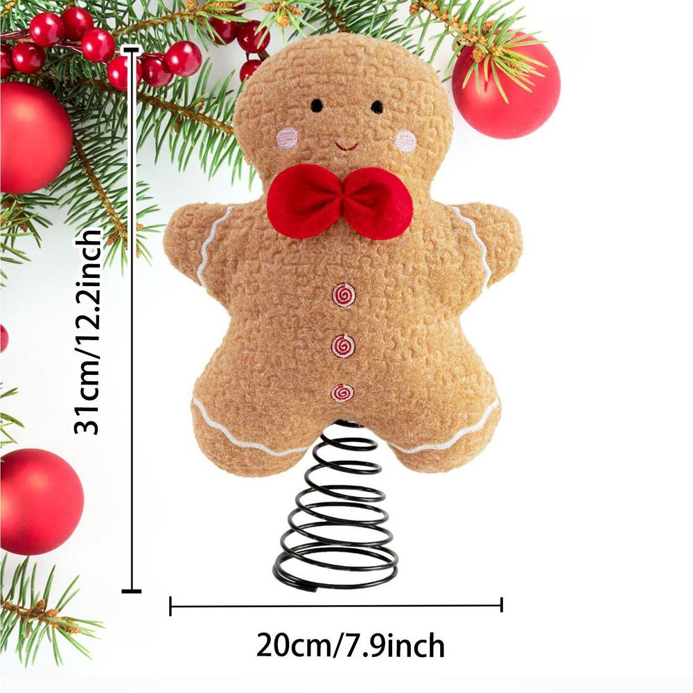 

Tree Topper Festive Gingerbread Treetop Decoration Plush Cute Ornaments for Holiday Fireplace Bookshelf Winter Dining Table