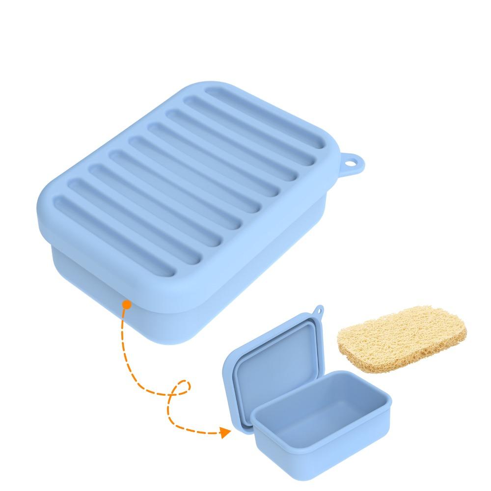 Travel Essential Portable Soap Box with Lid Square Leakproof Travel Soap Dish Silicone Soap Storage Box