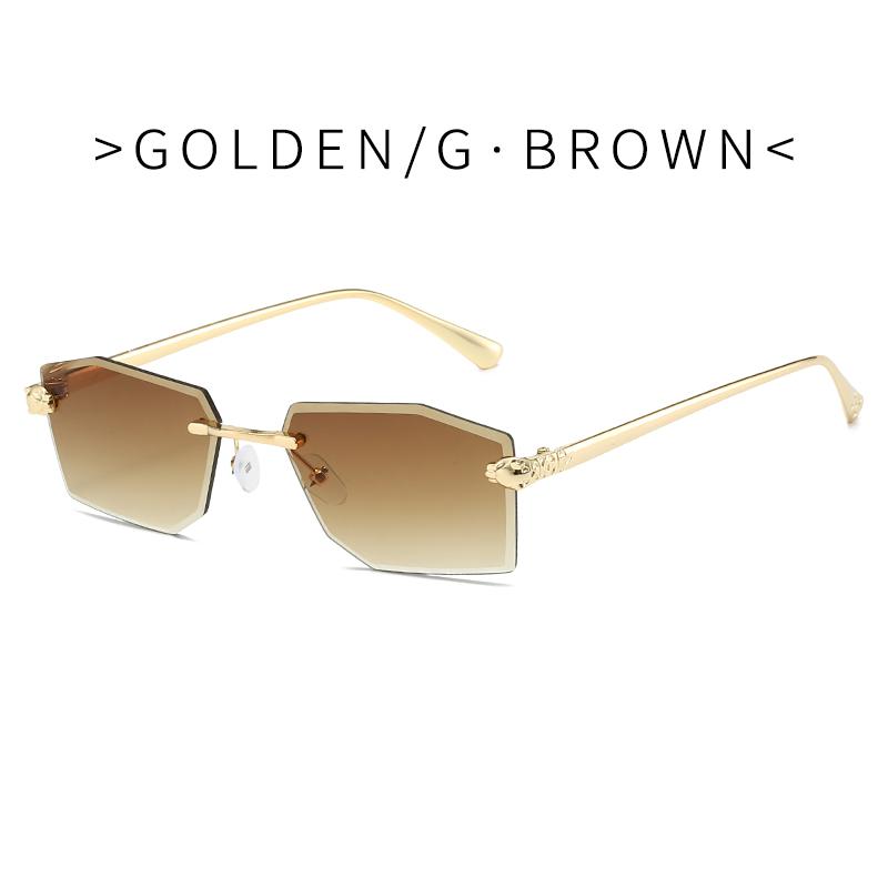 Luxury Frameless Square Sunglasses Men Alloy Frameless Gradient Sun Glasses Women Fashion Retro Polygon Eyewear