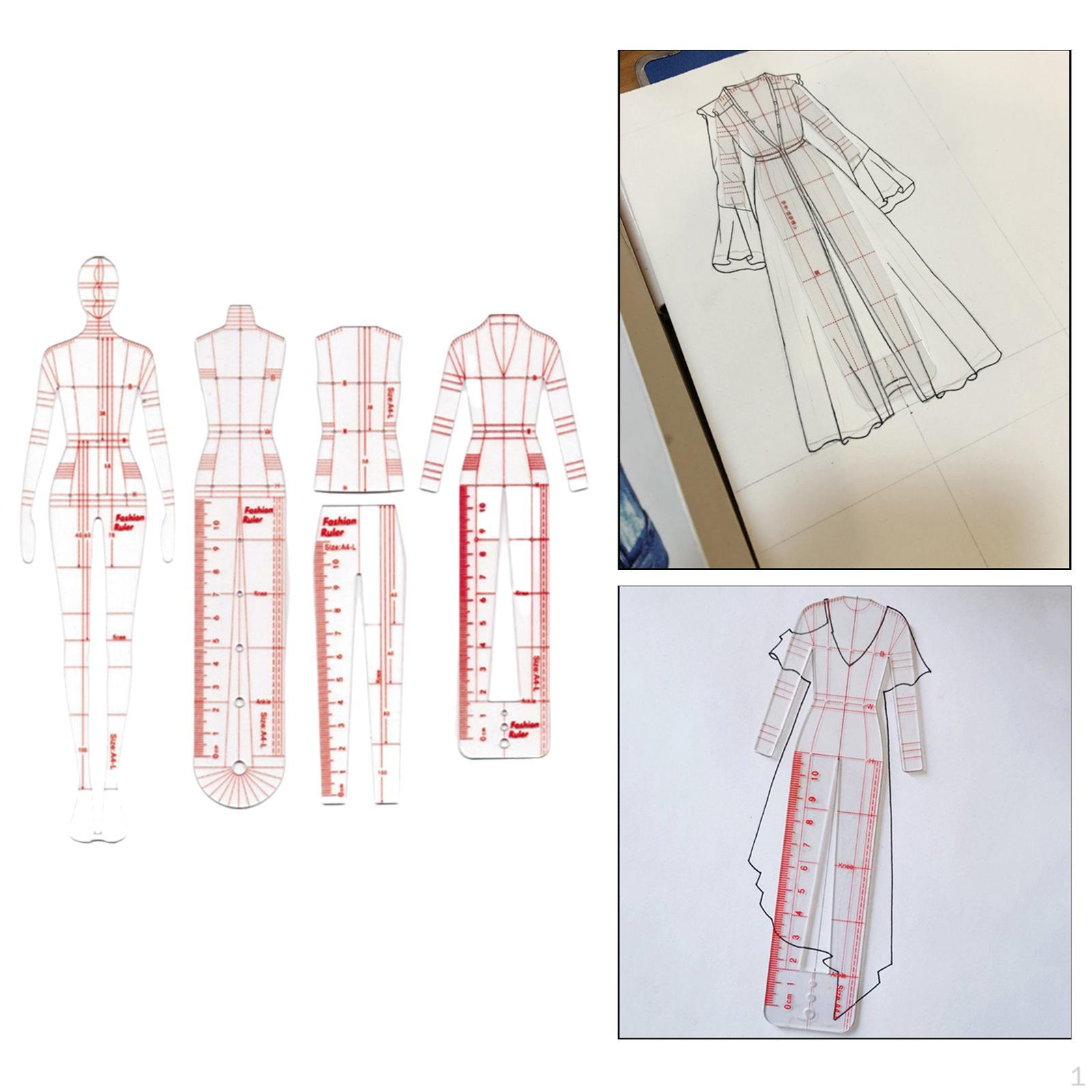 

4 модели одежды, шаблон для рисования, линейка, школьные линейки для шитья, лоскутные линейки, отличные крутые линии B