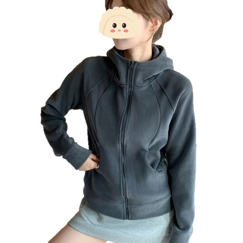 Women's Slimming Fleece Sweatshirt Jacket - Spring/Autumn 2025 New Arrival with Waist-Cinching and Plus Velvet Thickness