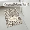 Leopard Ornate Theme Soft Crystal Velvet Rug Custom Name & Text Print Non Slip Floor Rug for Bedroom Living Room