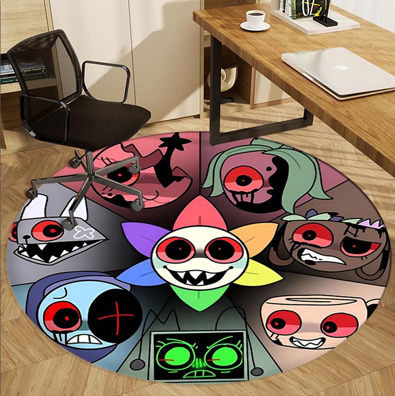 Dandy's World Pattern Round Rug, Indoor/Outdoor Mat, for Picnic, Gameroom, Bedroom, Office, Living Room, Home Decor Carpet, Birthday Gift