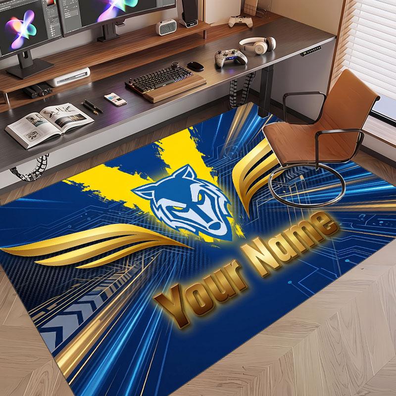 Custom Rug Warrington Wolves Pattern Print Name Text Soft Non‑Slip Floor Carpet for Home Indoor Decoration
