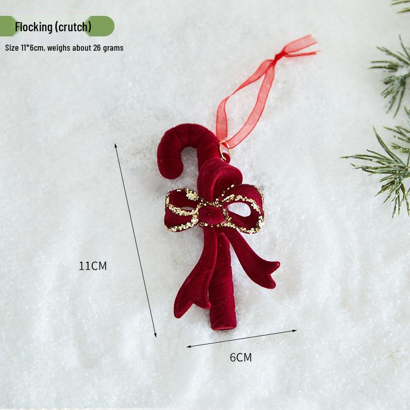 Christmas Flocking Bow Ornament - Window & Tree Decor