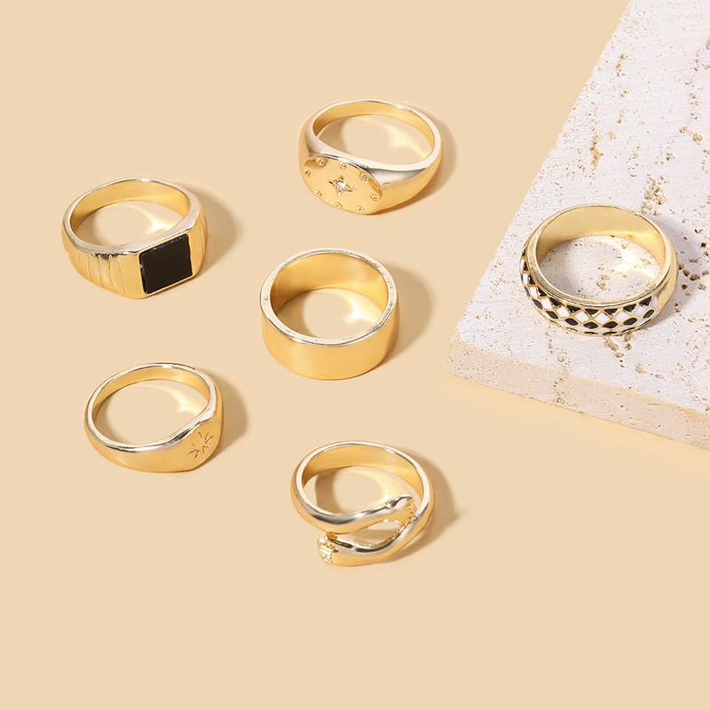 Alloy Ring Set With Eightpointed Star Design For Womens Fashion Jewelry