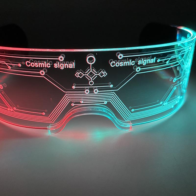 New Acrylic Luminous Glowing Cyberpunk Glasses LED Light Up Halloween Party Glasses Bar Club Props Neon Glasses Supplies