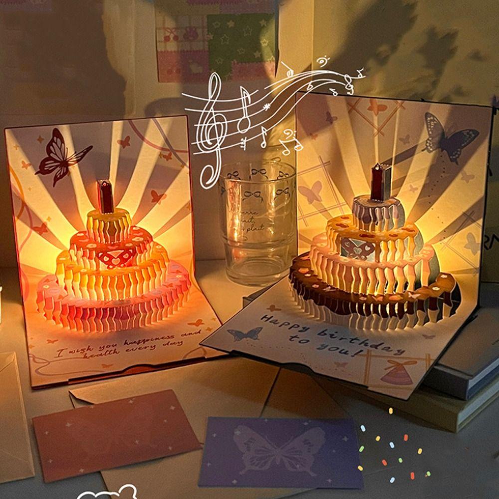 Folding Pop Up Birthday Card with Envelope Creative Gift Card Birthday Message Card  Birthday Party