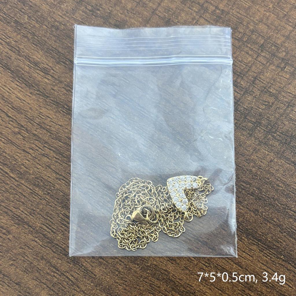 18K Gold Asymmetrical Heart Necklace with Zirconia Pendant for Women