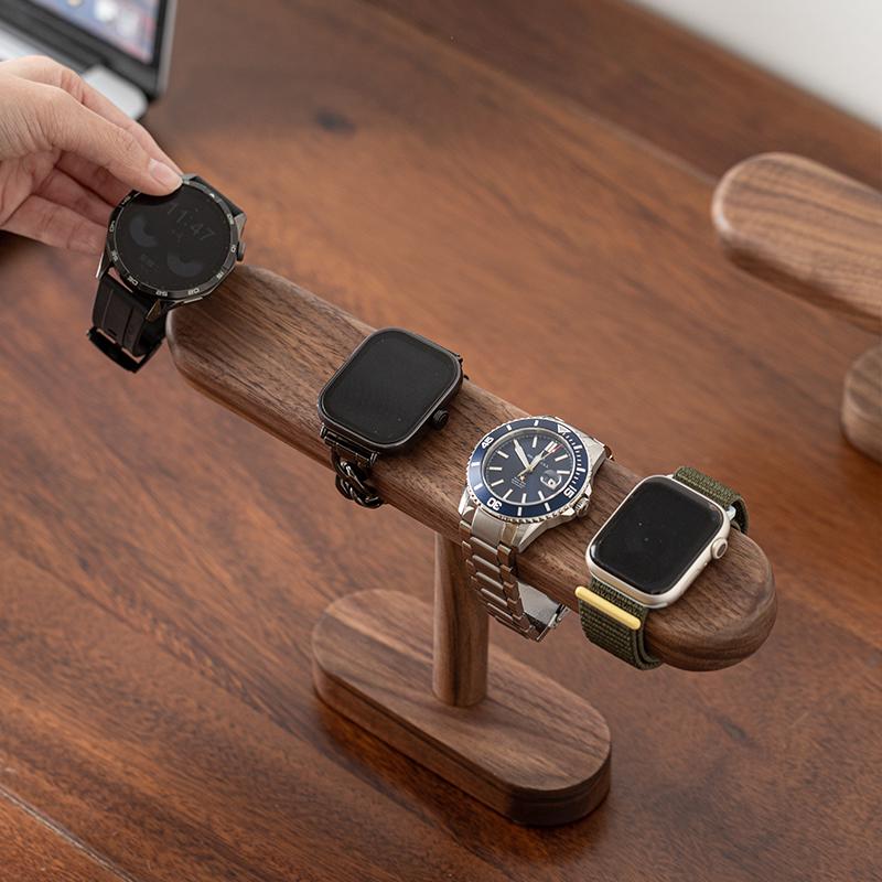 High-End Black Walnut Wood Watch and Bracelet Display Stand