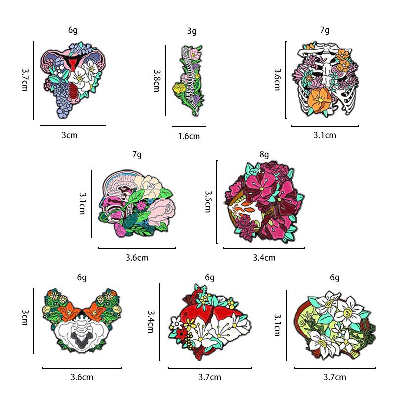 Medical Organs Enamel Brooch Heart Chest Brain Stomach Spine Women Uterus Lung Teeth Creative Metal Badge Punk Lapel Pin Jewelry