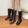 Grape mother winter new long knight boots women's trend small thick-soled heightening boots comfortable soft sole not tired feet