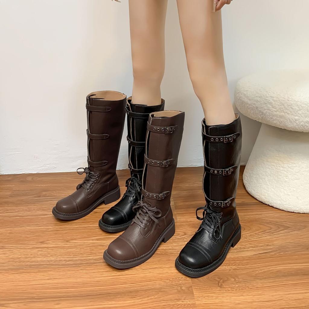 Grape mother winter new long knight boots women's trend small thick-soled heightening boots comfortable soft sole not tired feet