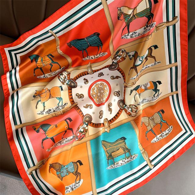 Nový 70*70cm Hodvábny Saténový Šatka na Vlasy Dámska Vreckovka S Potlačou Štvorcová Čelenka Bandana Malý Nákrčník Hidžáb Dáma Dievča