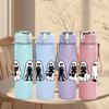 1PC Three White Ghost Line Art 750ml Color Plastic Sports Water Bottle Leakproof Flip Straw Lid Suitable for Sports Office Home Use