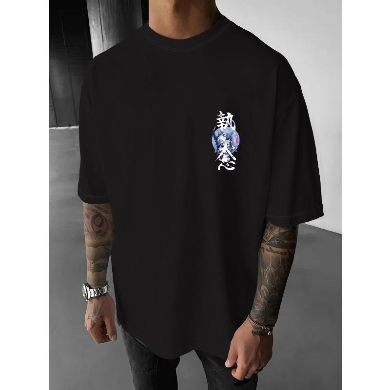 European Size Men's Y2K Casual TOKYO Street Anime Graphic T-Shirt - TOKYO Onimushi Mask and Sakura Blossom Print
