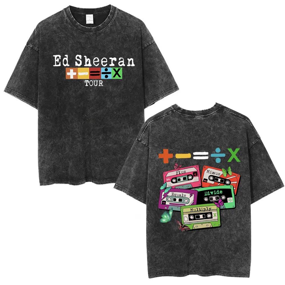Ed Sheeran European Tour 2025 Vintage Washed T Shirts Mens Women Clothing Cotton Casual Short Sleeve Tshirt Fashion Tee Shirts