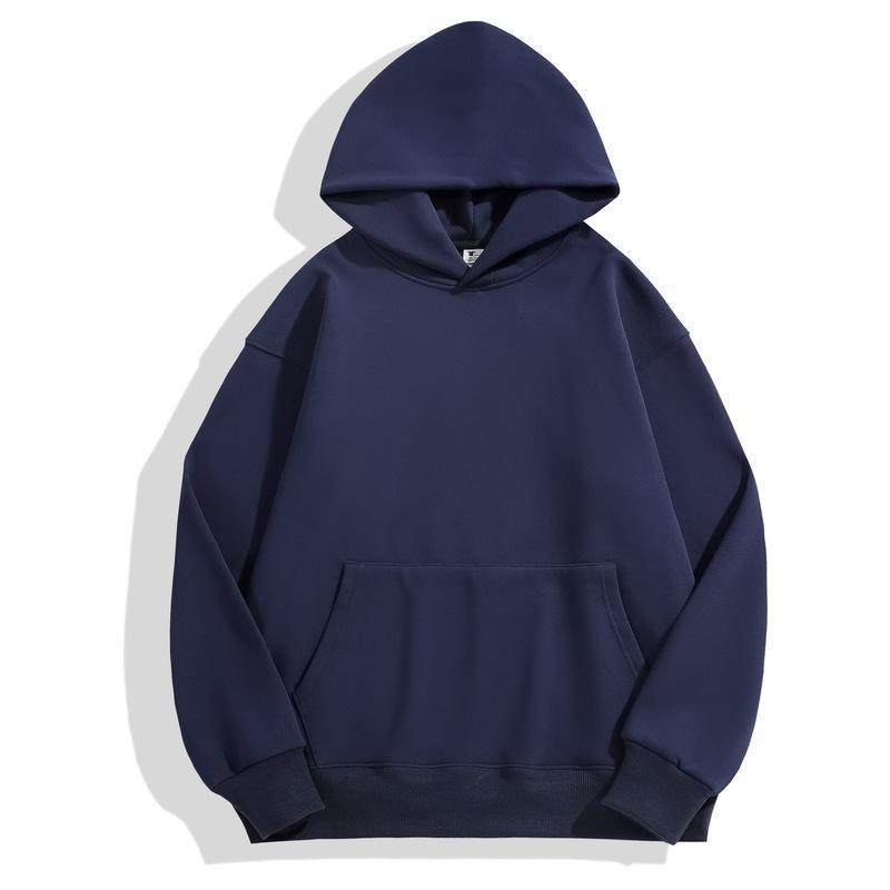 Unisex Trendy Heavyweight 480g Cotton Fleece-Lined Hoodie – Autumn/Winter Drop Shoulder Pullover