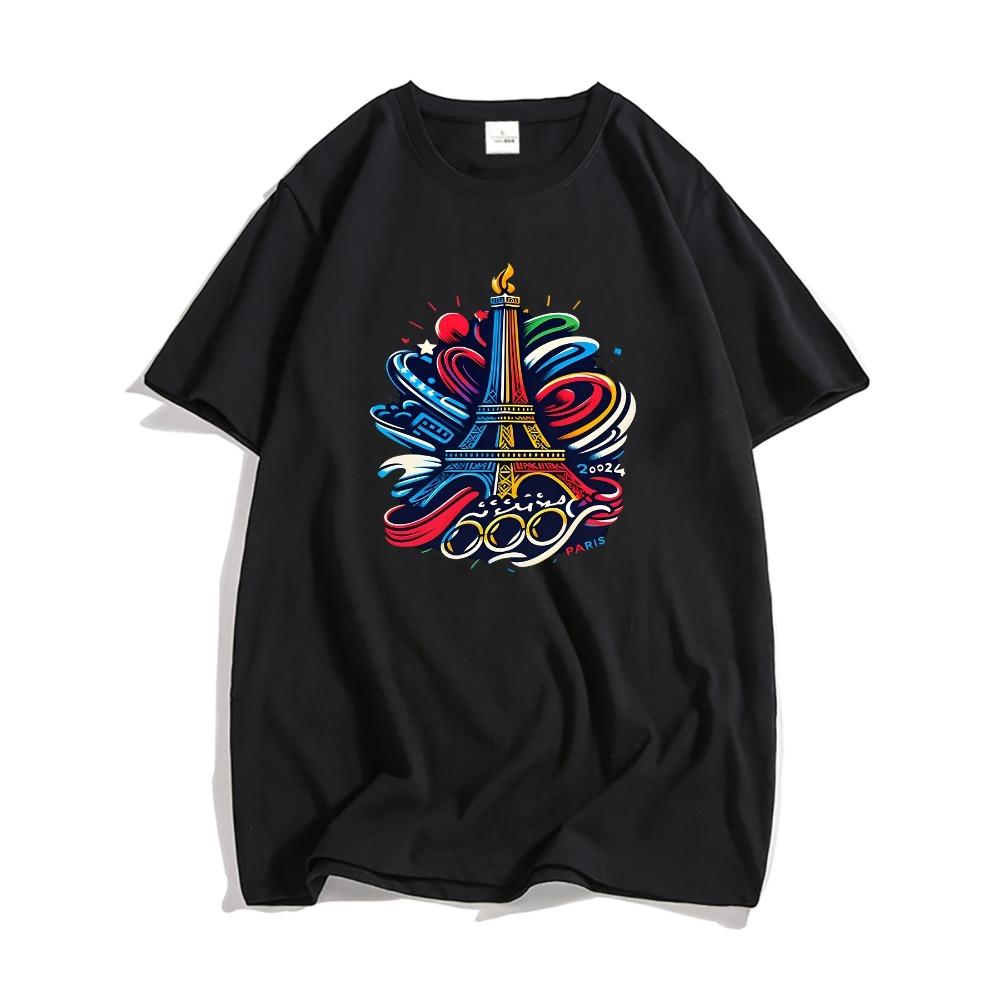 2024 Paříž Olympijské hry Tričko Paříž Letní Sportovní Hry Trička Paříž Grafická Trička 2024 Olympijské Hry Tričko Krátký Rukáv Kulatý Výstřih Top