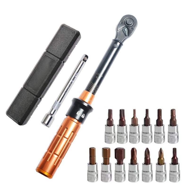 

Pre-set Adjustable Torque Wrench (kgf) High-Precision Torque Bicycle Repair Tool 15-Piece Set
