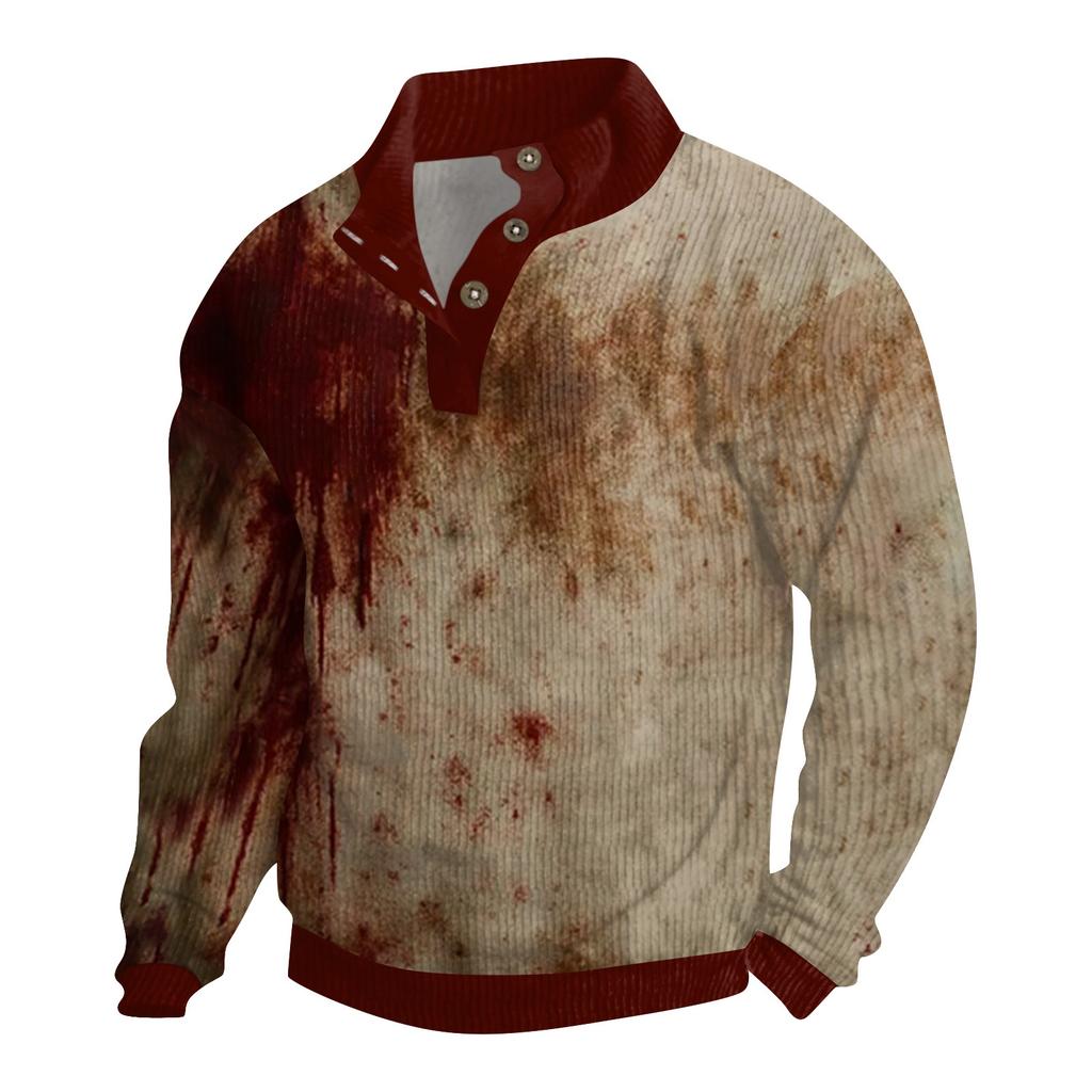 Men's Halloween Printed Corduroy Button Shirt