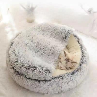 Warmes Katzennest für Herbst und Winter, halbgeschlossenes Katzenbett, universelle Abdeckung, Schalennest, Winter-Haustierbedarf für kleine Hunde