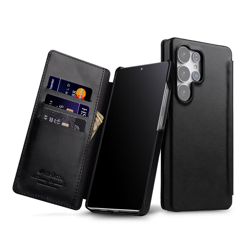 

Melkco Genuine Cowhide Leather Case for Samsung Galaxy S26 Ultra 5G S25Ultra Premium Oil Wax Skin Vertical Flip Phone Cover Galaxy S25 Ultra чёрный