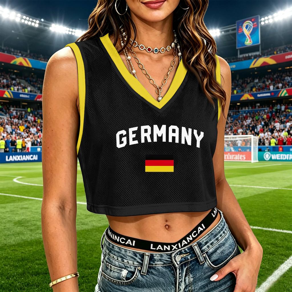 Women Sleeveless V Neck Casual Mesh Tank Top Crop Shirt Lightweight Breathable Summer Beachwear