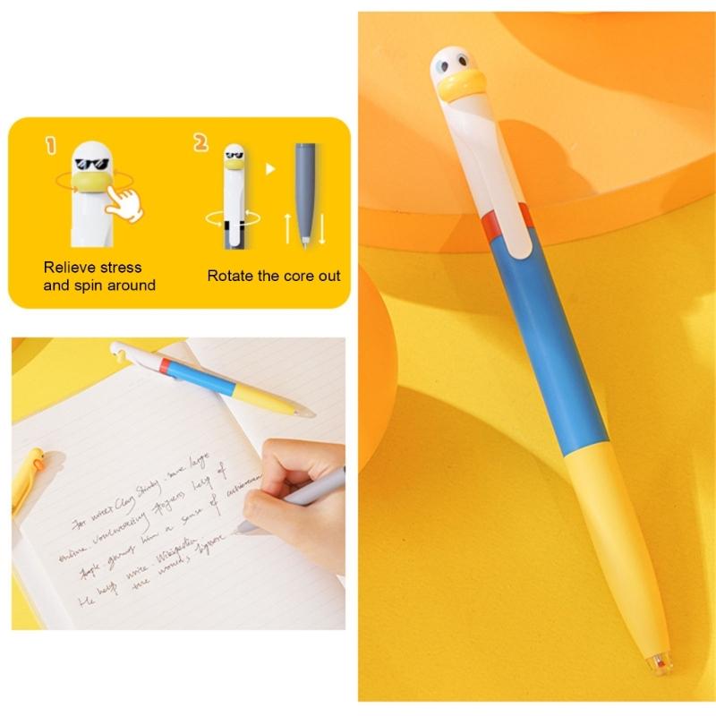 Cartoon Duck Gel Pen 0.5mm Tip Twist Action Gel Pen Quick Drying Journaling Pen Smooth Writing Experience for Writing