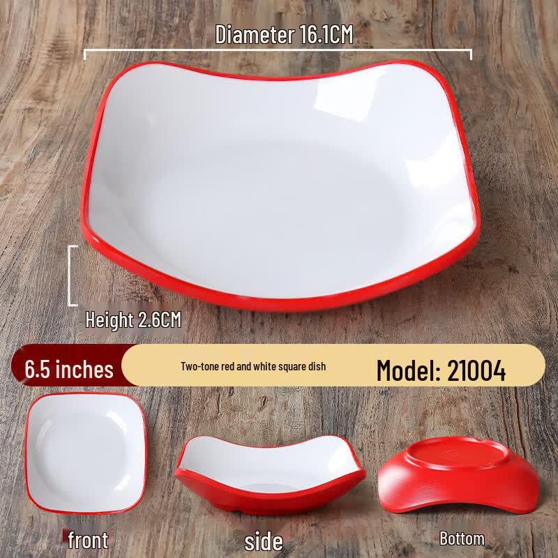 Nordic Style 6.5-inch Two-Tone Square Melamine Snack Plates (Set of 5)