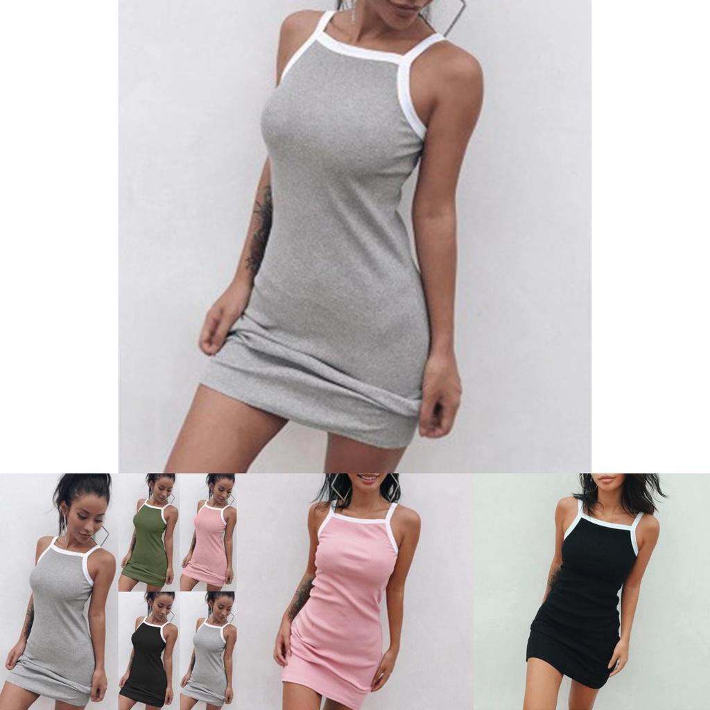 Women Casual Sexy Summer Dress Sleeveless Strap Short Slim Cotton Blend Style