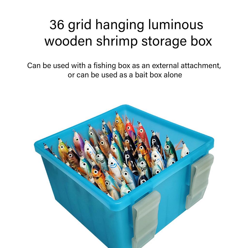 36 Grid Fishing Box Lined Box Webfoot Lures Storage Case Lures Baits Organizer Box Minnow Squid Jig Hard Baits Container