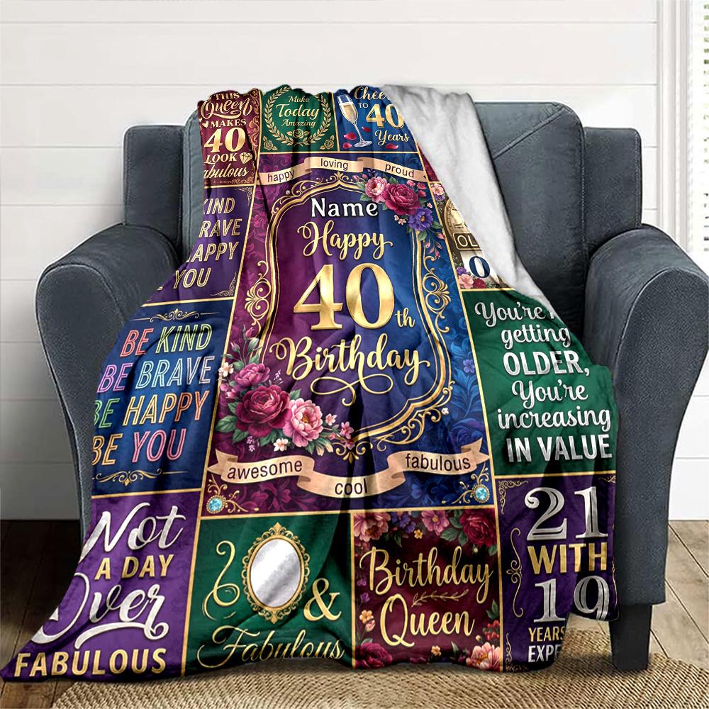 40Th Birthday Celebration Quotesblanket Warmthful Decor Great For Sofa Couch Office Bed Picnics Four Seasons Multipurpose Digital Print Birthday