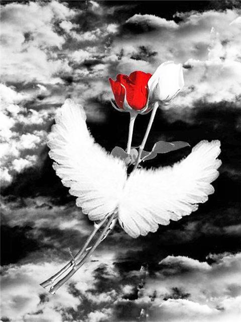 DIY Diamond Painting Flower Mosaic Diamond Rose 5D Painting Rhinestone Cross Stitch Black Red Wall Art