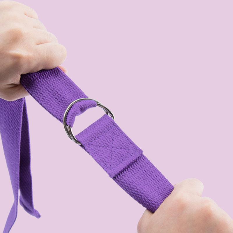 183*3.8cm Cotton Yoga Strap Adjustable Woven Stretch Belt with D-Ring Buckle Fitness Pilates Stretching Exercise Rope