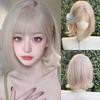 Lolita Short Bobo Hair Hair Extension Synthetic Wigs with Bangs Blond Anime Cosplay Wigs  Daily
