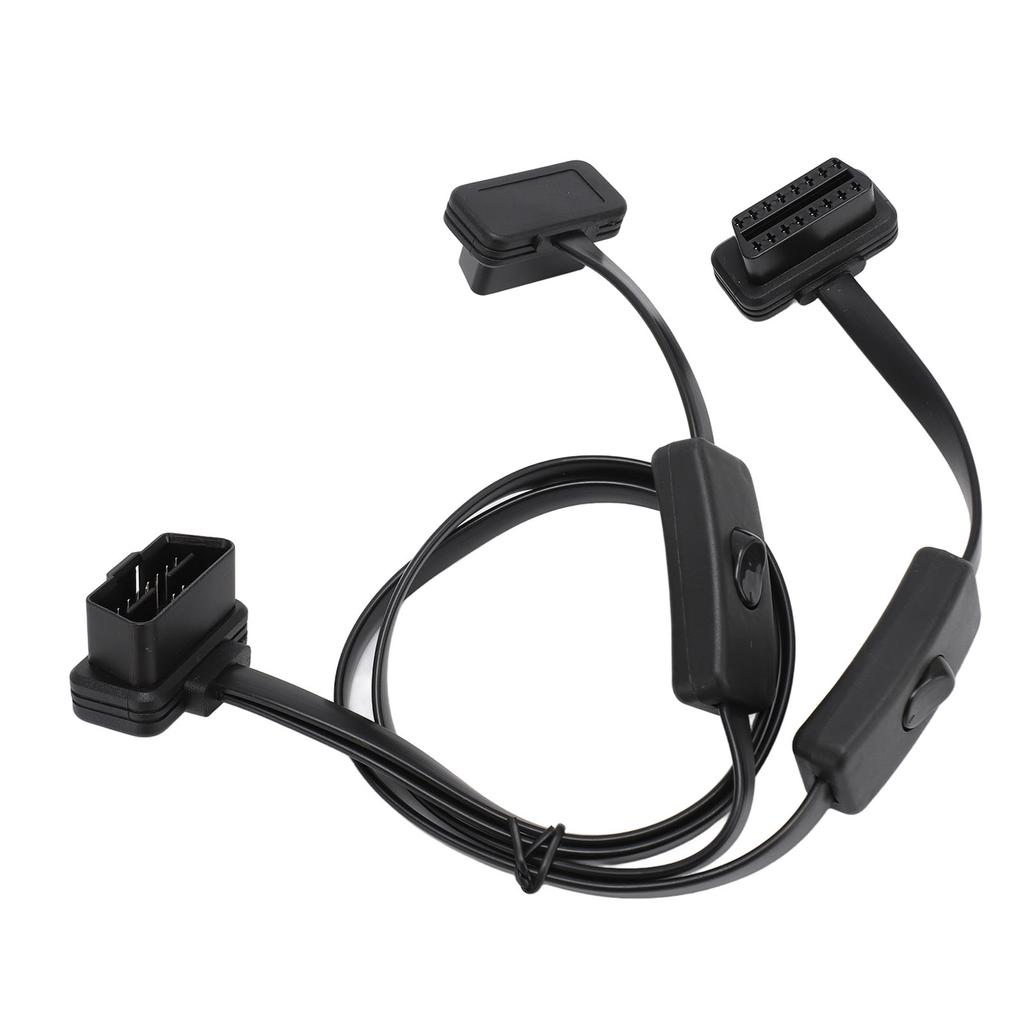 OBD Splitter Cable 16 Pin Flat Noodle High Accuracy 1 In 2 Y Splitter Extend Cable for Elm327