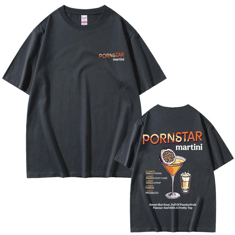 2025 Summer Funny Pornstar Martini Cocktail Graphic Men Women Casual Oversized Tshirts Short Sleeve Mens Pure Cotton Tshirt