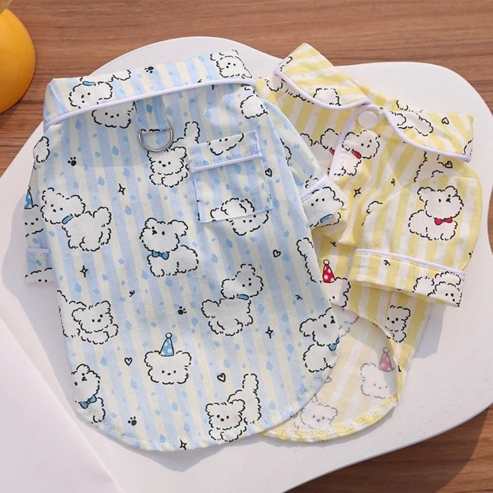Cartoon Animal Pattern Puppy Cotton Shirt Breathable Dog Short Shirt Cute Pet Sleepwear  Summer