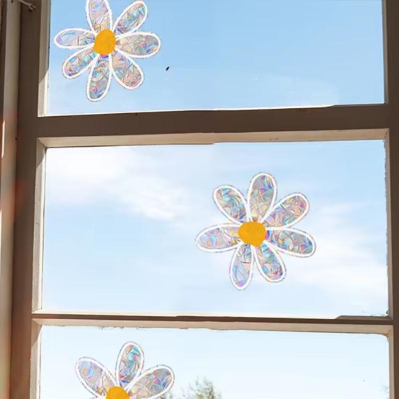 Daisy Flower Sun Window Sticker Electrostatic Self Adhesive PVC Decal Suncatcher Rainbow Maker Bedroom Home Wall Window Decor