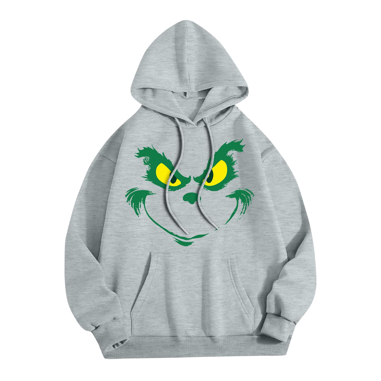 

Женская модная повседневная толстовка с капюшоном и карманами с рождественским принтом M