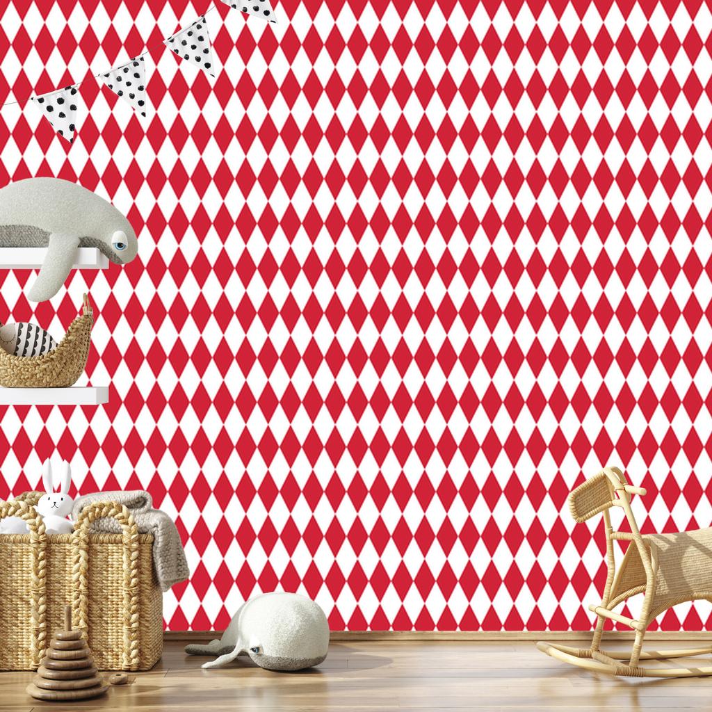 Harlequin Diamonds Wallpaper Coral and White, Fine Detail 50x1000